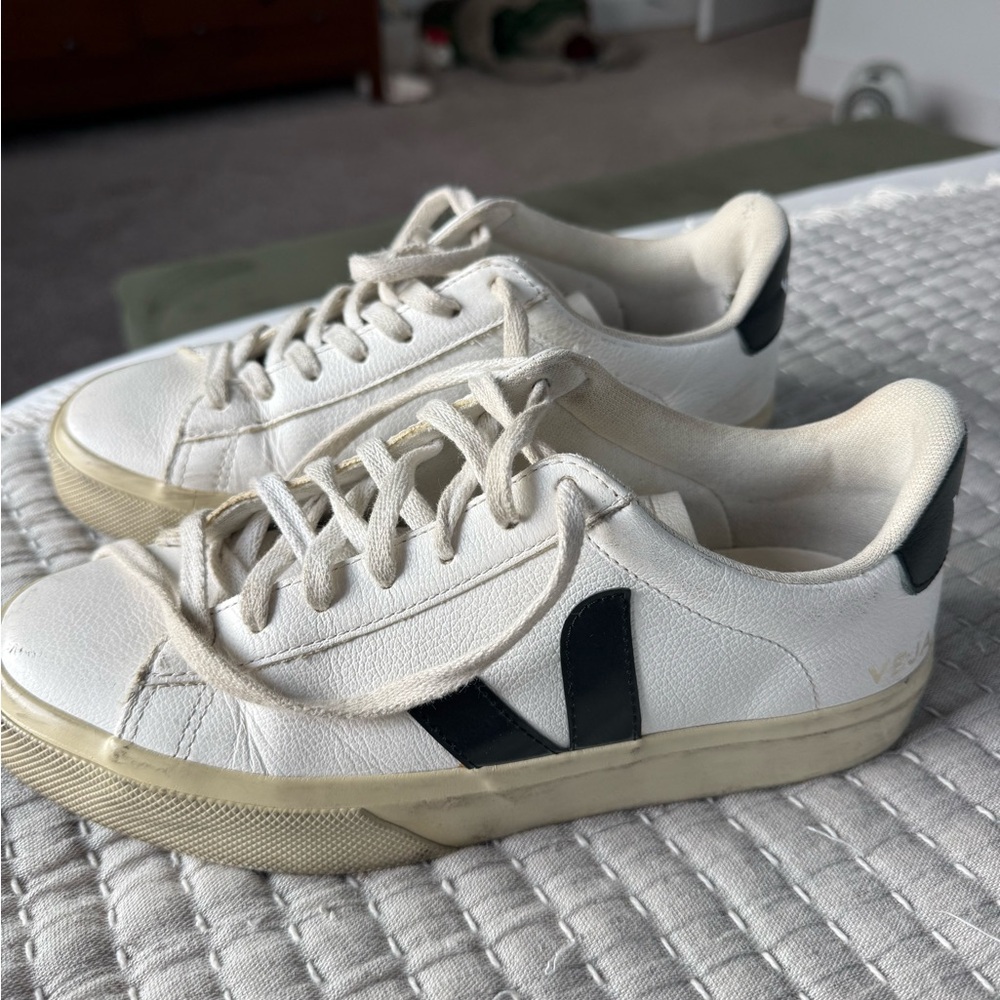Veja White and Black Campo Sneakers
